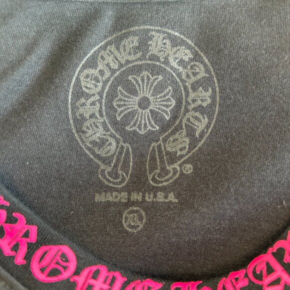 Chrome Hearts Black & Pink Neck Logo Longsleeve T-Shirt - Picture 3 of 7